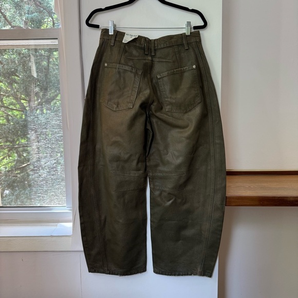 NWT Free People Good Luck Barrel Jeans Faux Leather Coated 28 - Picture 5 of 14